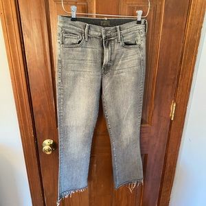 Mother Insider Crop Step Fray Gray Jeans